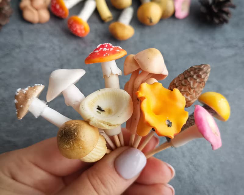 蘑菇玻璃容器套裝 10 件魔法快樂微型蘑菇有趣的植物樁