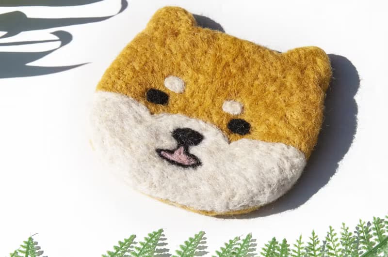 情人節禮物 聖誕交換禮物 羊毛氈吸水杯墊 動物杯墊-柴犬吸水墊