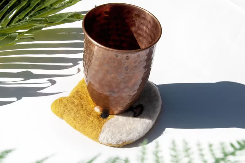 情人節禮物 聖誕交換禮物 羊毛氈吸水杯墊 動物杯墊-柴犬吸水墊