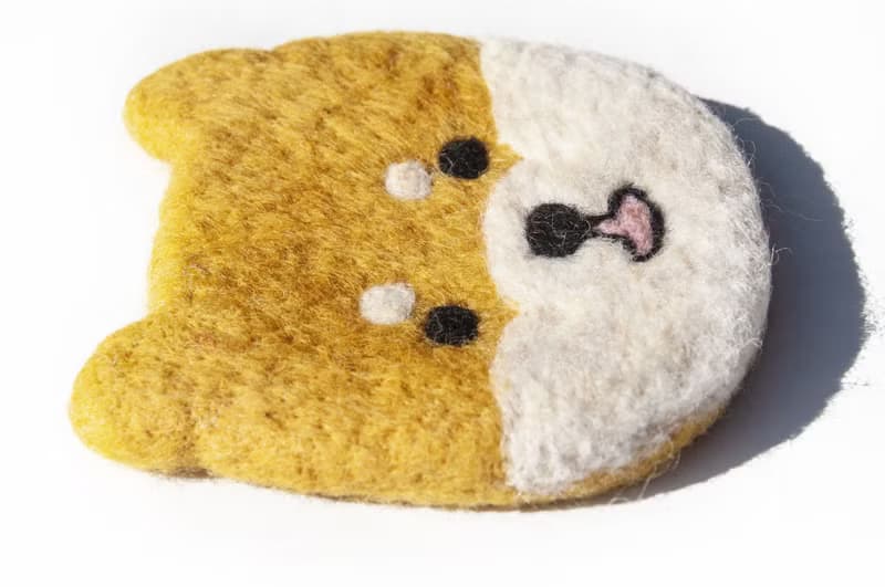 情人節禮物 聖誕交換禮物 羊毛氈吸水杯墊 動物杯墊-柴犬吸水墊