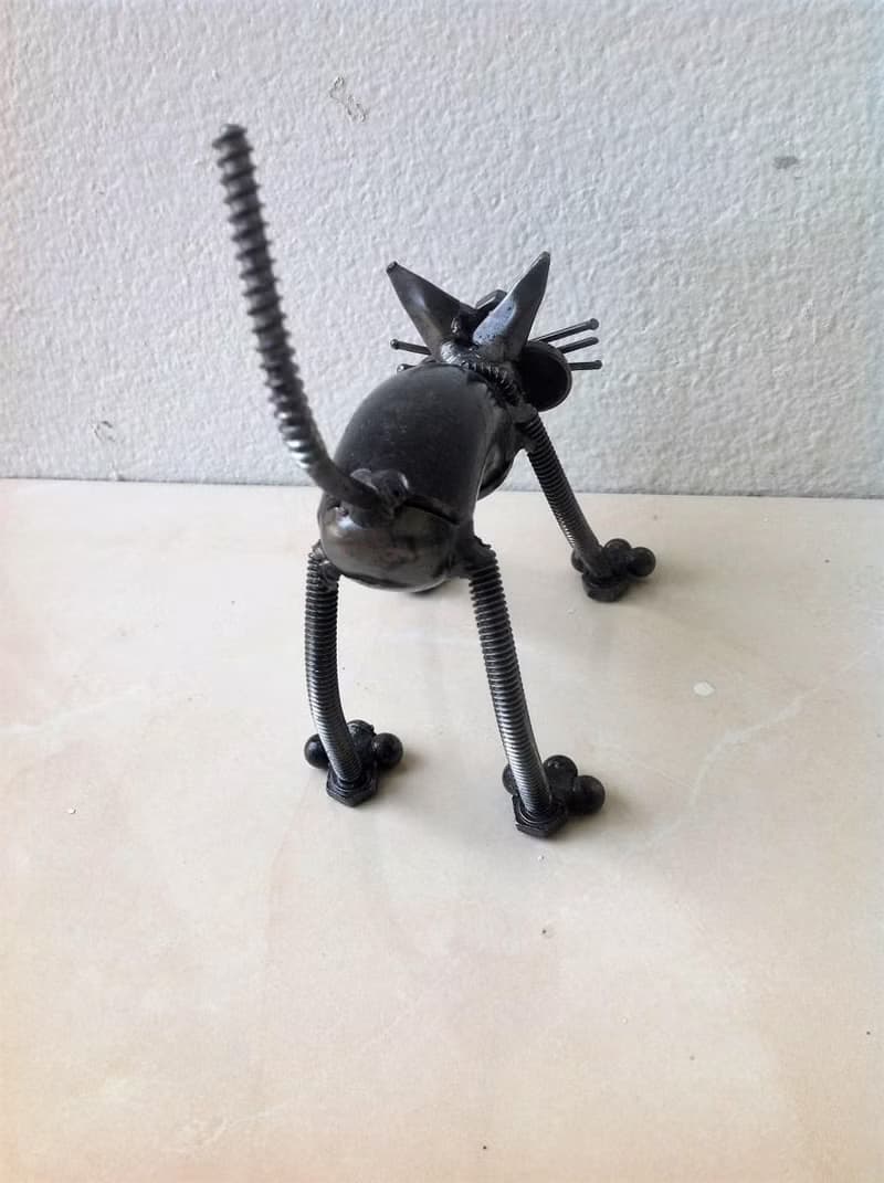 Cat Scrap Metal Sculpture, Gift For Anniversary, Wow Welding Sculptures
