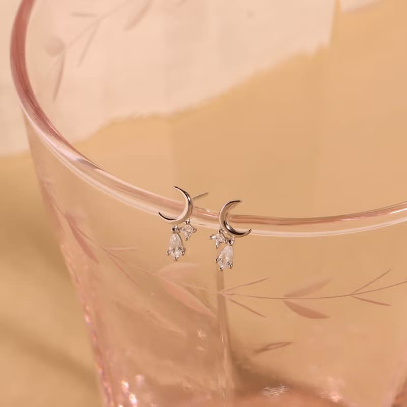 s925銀鋯石耳釘耳環 mini時尚簡約耳釘 可戴睡覺 女生耳釘