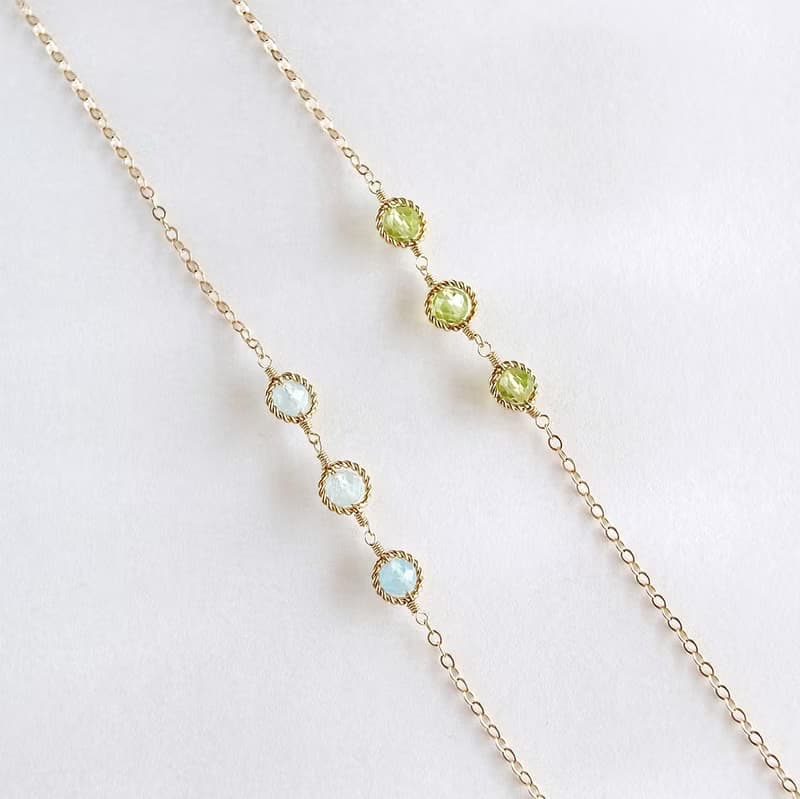 14KGF 橄欖石/海藍寶石 天然石手鍊 腳鍊 可自選寶石搭配