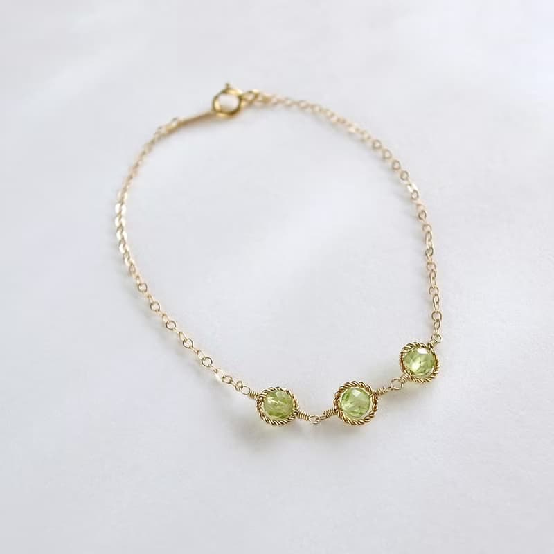 14KGF 橄欖石/海藍寶石 天然石手鍊 腳鍊 可自選寶石搭配