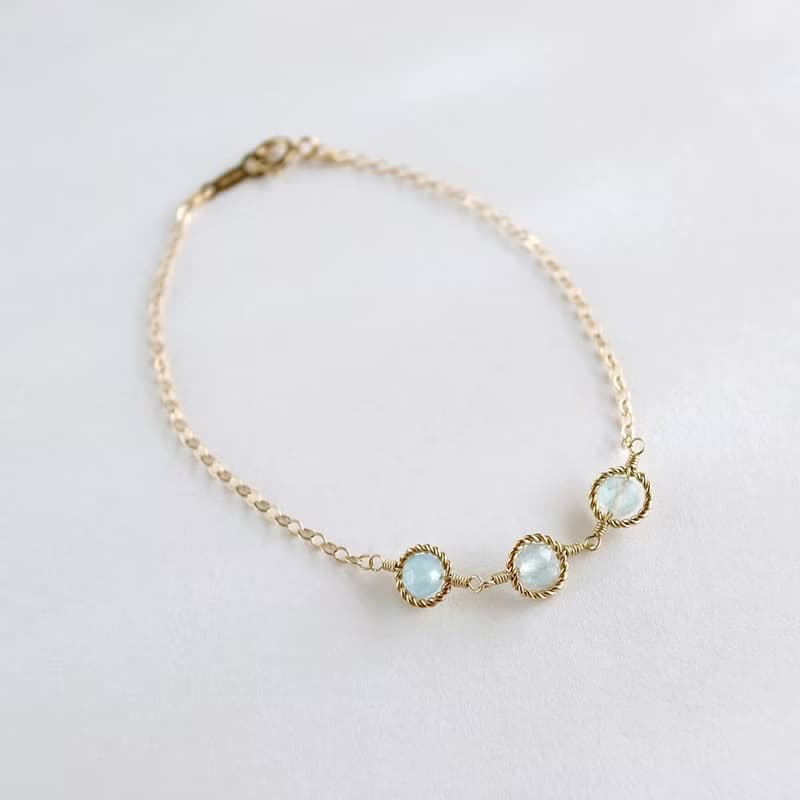 14KGF 橄欖石/海藍寶石 天然石手鍊 腳鍊 可自選寶石搭配