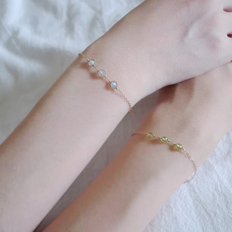 14KGF 橄欖石/海藍寶石 天然石手鍊 腳鍊 可自選寶石搭配