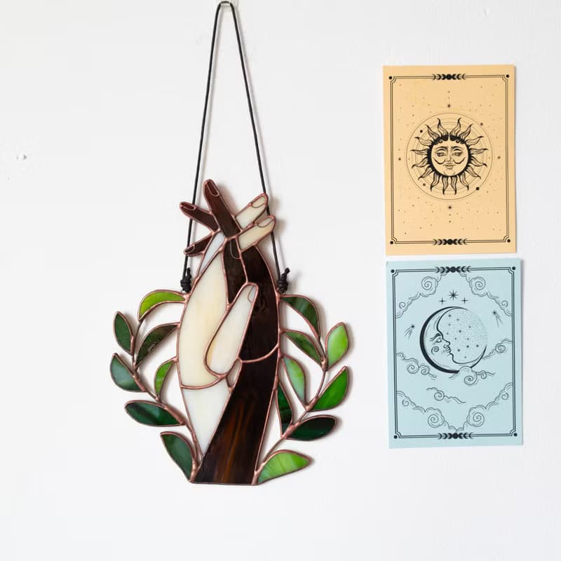 Stained glass window panel, Suncatcher, Glass home decor, Anniversary gift
