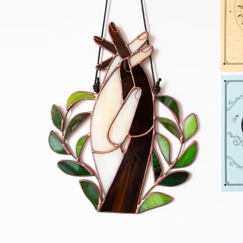 Stained glass window panel, Suncatcher, Glass home decor, Anniversary gift