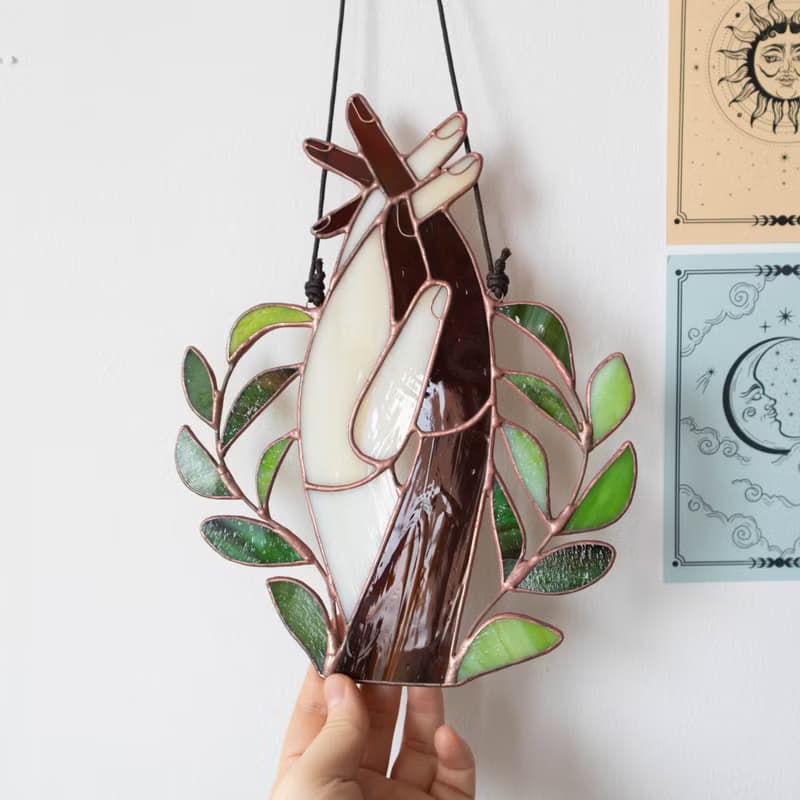 Stained glass window panel, Suncatcher, Glass home decor, Anniversary gift