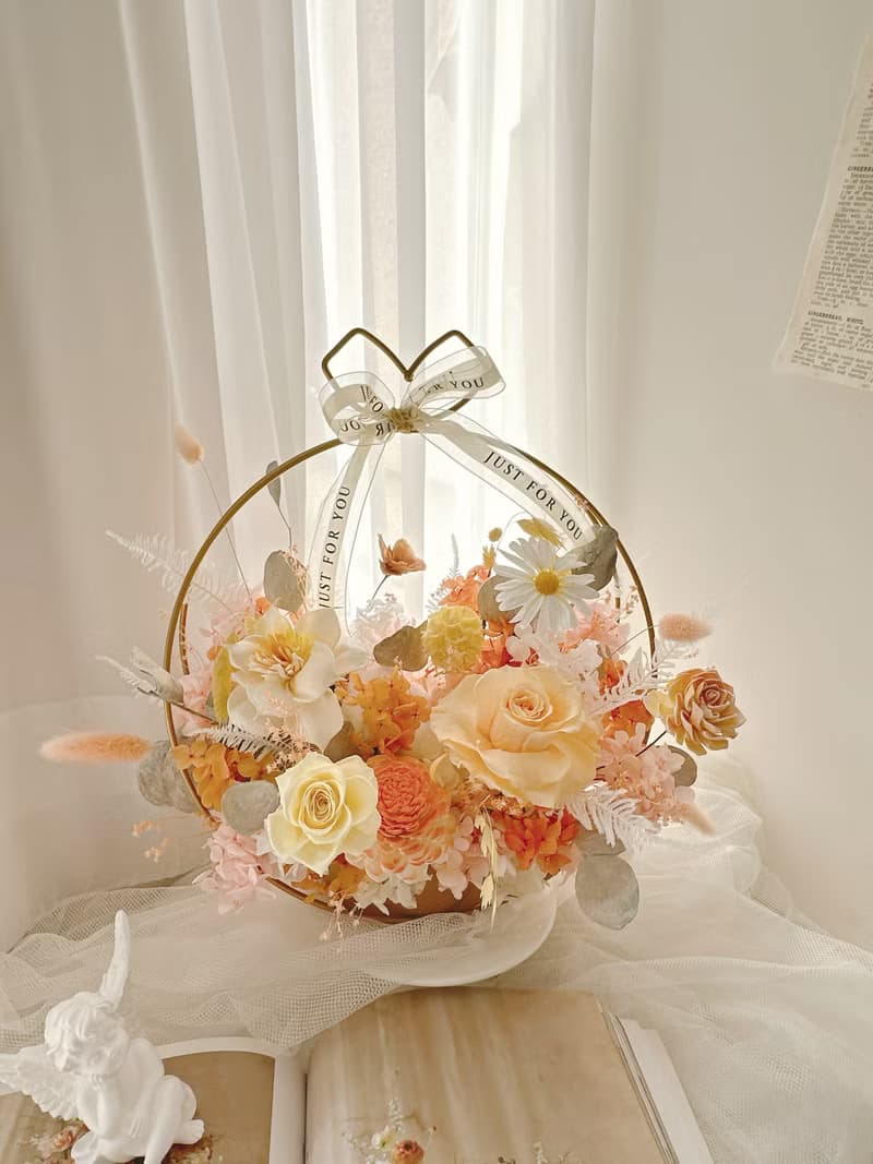 逗留 - 天空藍永生花 小花園系列開幕花籃 升遷禮物