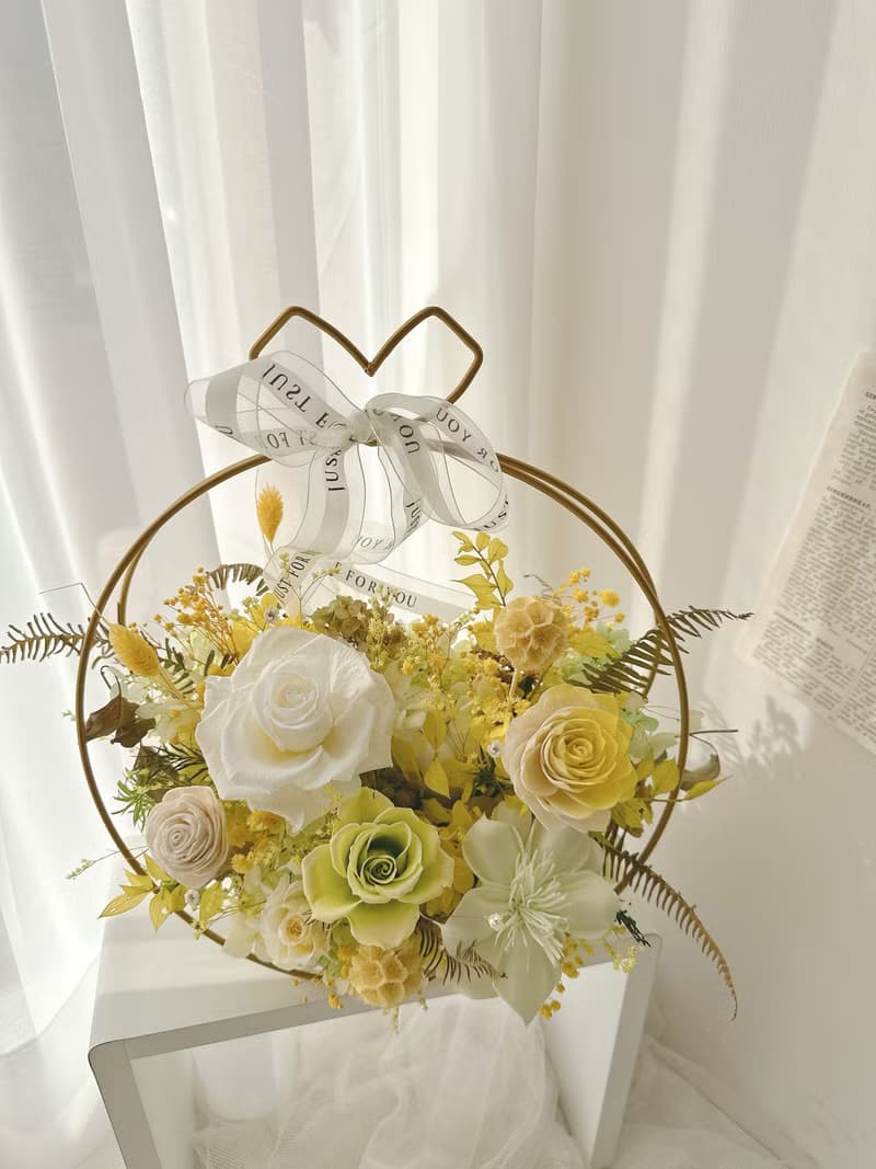 逗留 - 天空藍永生花 小花園系列開幕花籃 升遷禮物