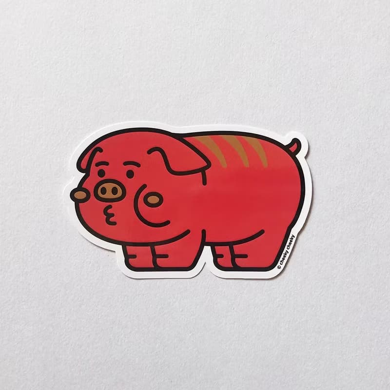cheeky cheeky 厚面豬仔錢罌 PVC防水貼紙  行李箱 電腦