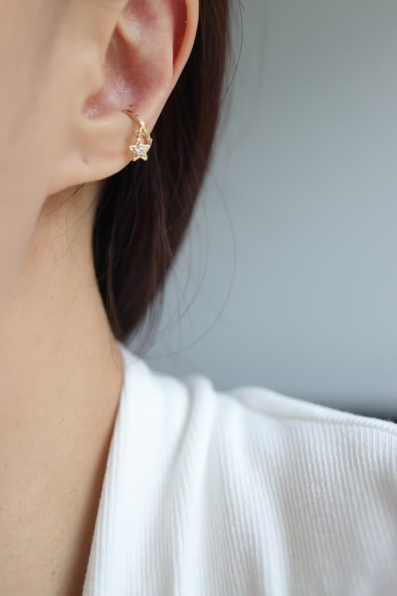 14K Star Irregular Cuff Earring 星星耳夾耳環