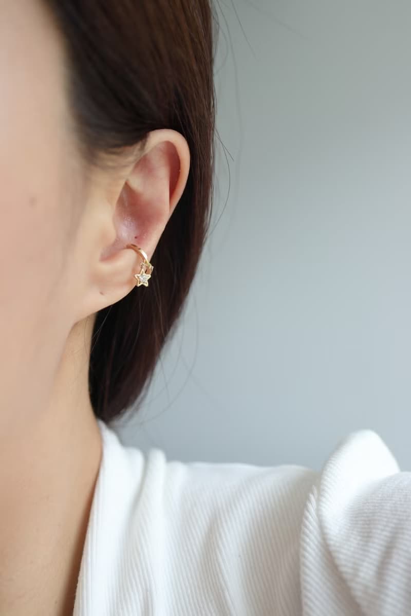 14K Star Irregular Cuff Earring 星星耳夾耳環