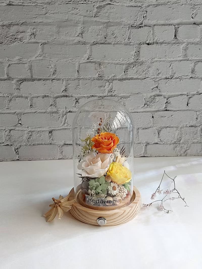永生花玻璃罩.花盅小夜燈 祝賀花禮 生日.七夕情人節.畢業