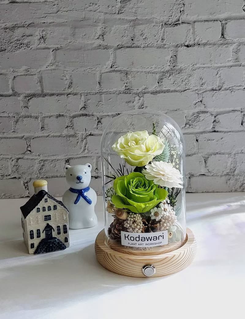 永生花玻璃罩.花盅小夜燈 祝賀花禮 生日.七夕情人節.畢業