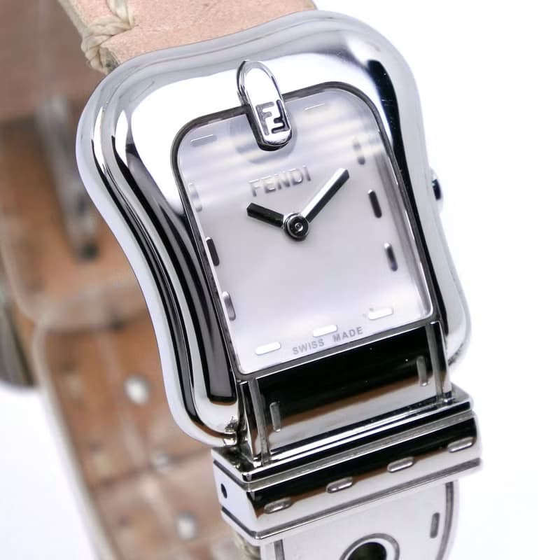 【日本直送】フェンディ FENDI ビーフェンディ 腕時計 3800L SS × レザー ピンク クオーツ アナログ表示 ピンクシェル文字盤 レディース【中古】