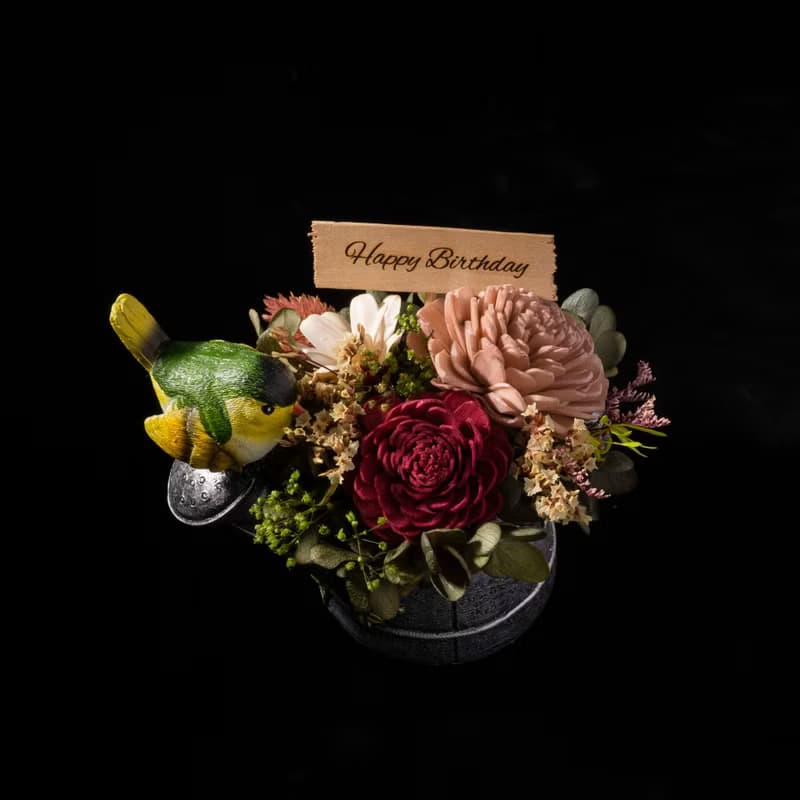 【小鳥擴香永生花盆栽】萬用最佳禮品/贈天然精油及祝福木卡