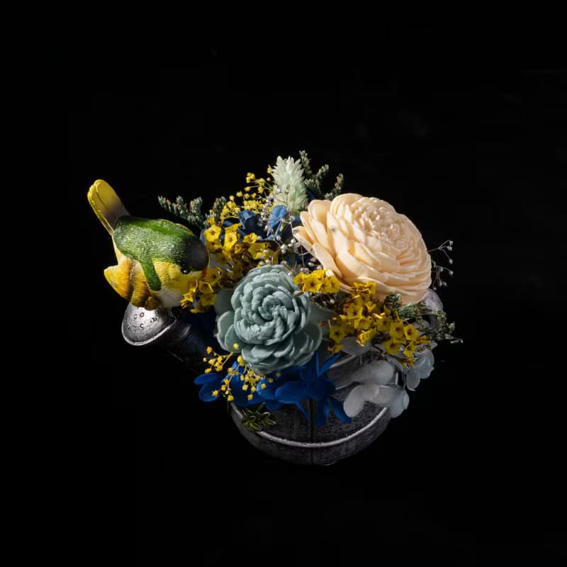 【小鳥擴香永生花盆栽】萬用最佳禮品/贈天然精油及祝福木卡