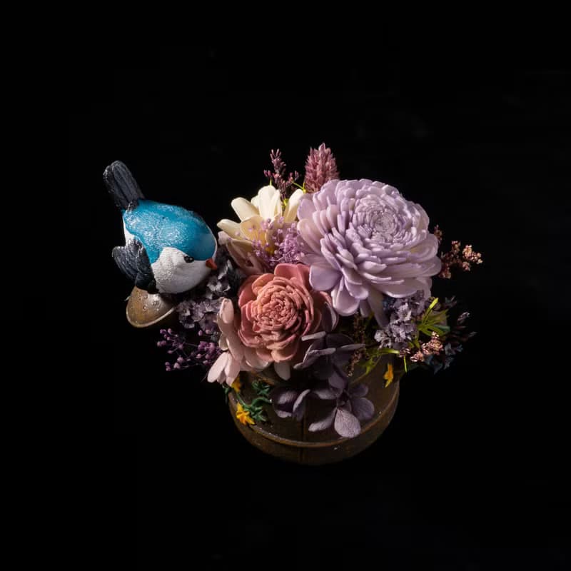 【小鳥擴香永生花盆栽】萬用最佳禮品/贈天然精油及祝福木卡