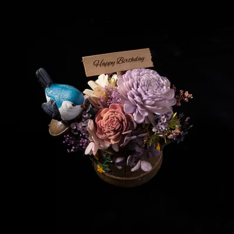 【小鳥擴香永生花盆栽】萬用最佳禮品/贈天然精油及祝福木卡