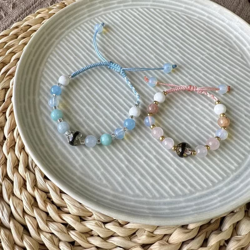 男女寶胎毛珠編織手鍊