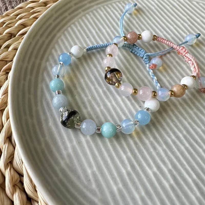 男女寶胎毛珠編織手鍊