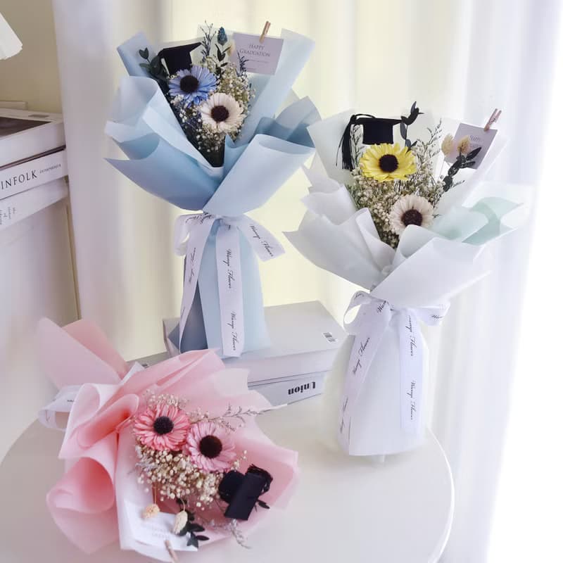 陽光向日葵畢業花束 永生花 乾燥花 畢業禮物  擴香 生日禮物