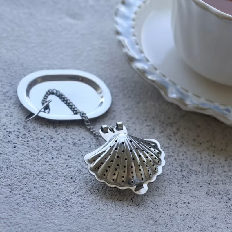 日本【SALUS 佐藤金屬】Tomiwoody 懸掛式濾茶器-貝殼