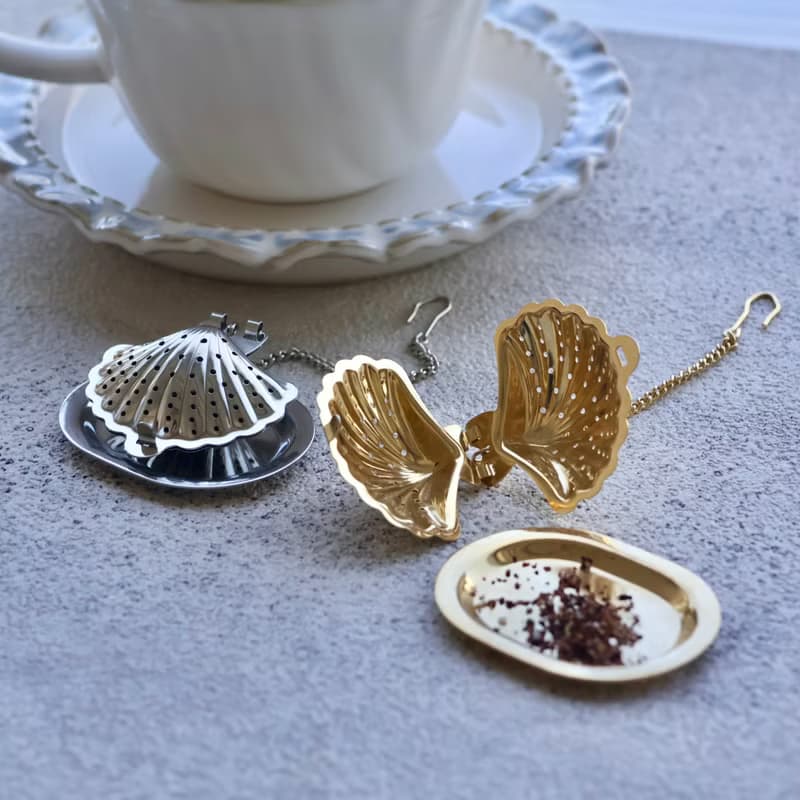 日本【SALUS 佐藤金屬】Tomiwoody 懸掛式濾茶器-貝殼