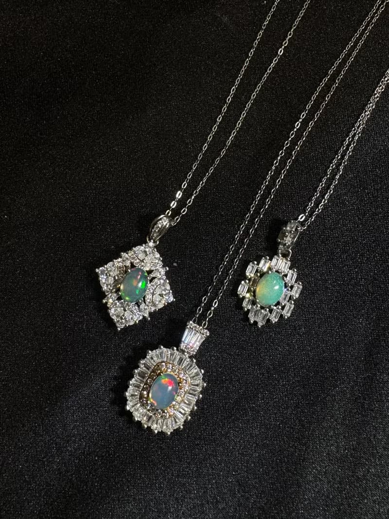 Nuwu 。 S925 純銀 opal 水歐泊 蛋白石 歐泊 項鏈