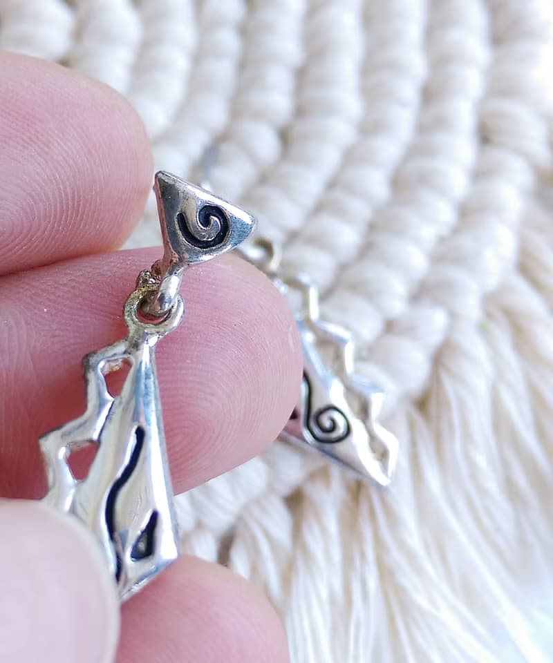 Vintage Jewelry 西洋古董飾品 銀色調 DURI  新藝術 針式耳環