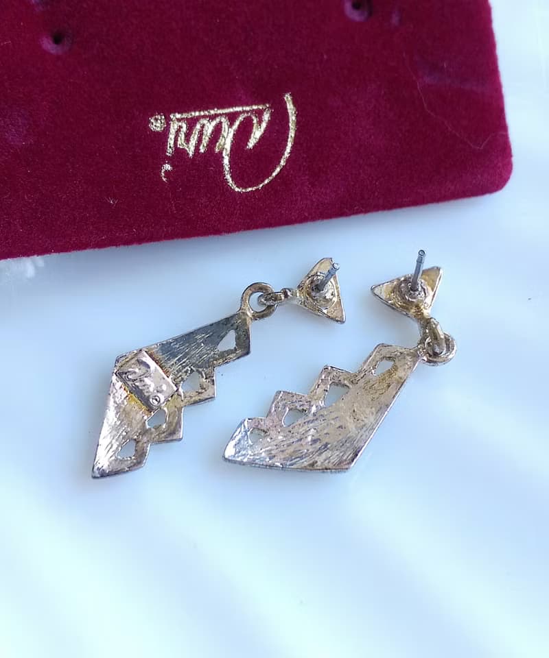 Vintage Jewelry 西洋古董飾品 銀色調 DURI  新藝術 針式耳環