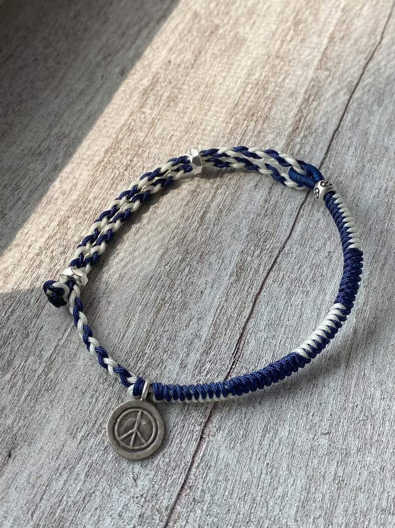 和平符號 peace 純銀手工編織手環