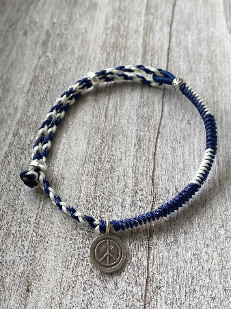 和平符號 peace 純銀手工編織手環
