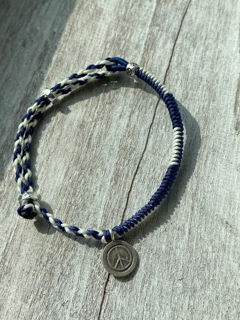 和平符號 peace 純銀手工編織手環