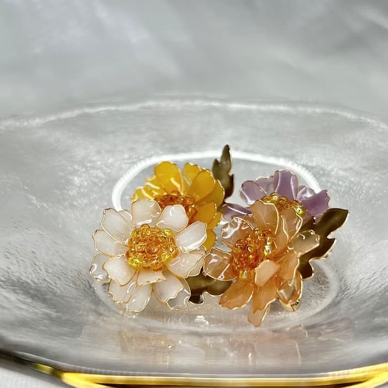 【紫色野菊x黃水晶-水晶花手鍊】11月生日花生日石 花言日和