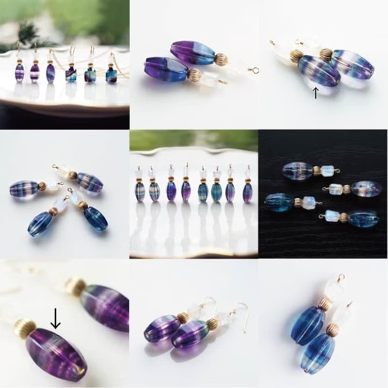 ストライプフローライトによる香水瓶風の50cmネックレス　Perfume bottle