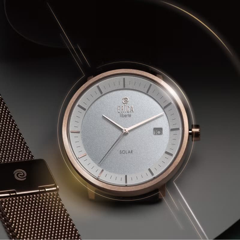 工藝匠心 環保之芯ERICA LIBERT太陽能鳳梨皮帶腕錶-套組復古棕