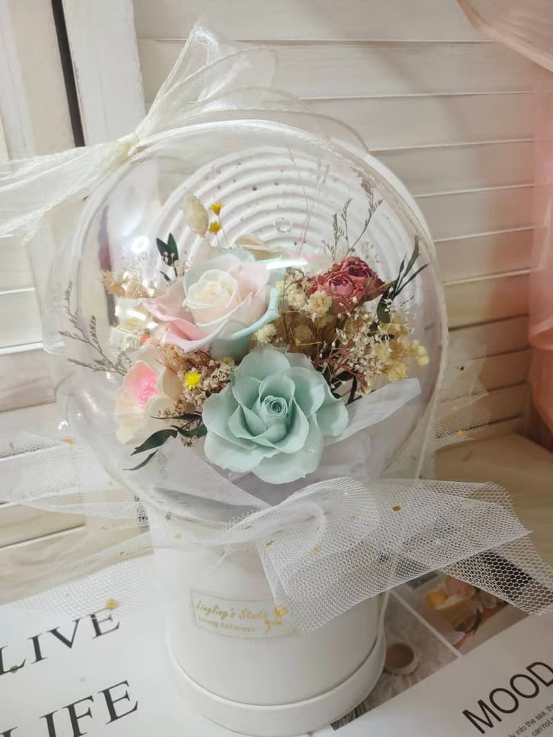 【蕎翎工作室】乾燥花|永生花波波球抱抱桶  開幕花禮 祝福花禮