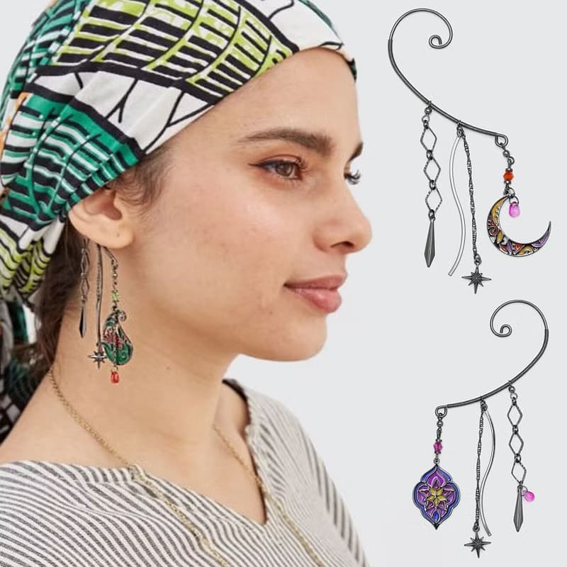 【熱門預購】璀璨神秘異域彩色玻璃風格耳飾 耳掛 (5色)CSOZ5103