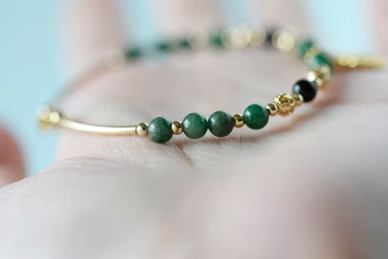 獨愛。鉻雲母 黑曜石 14K包金 天然石 手鍊