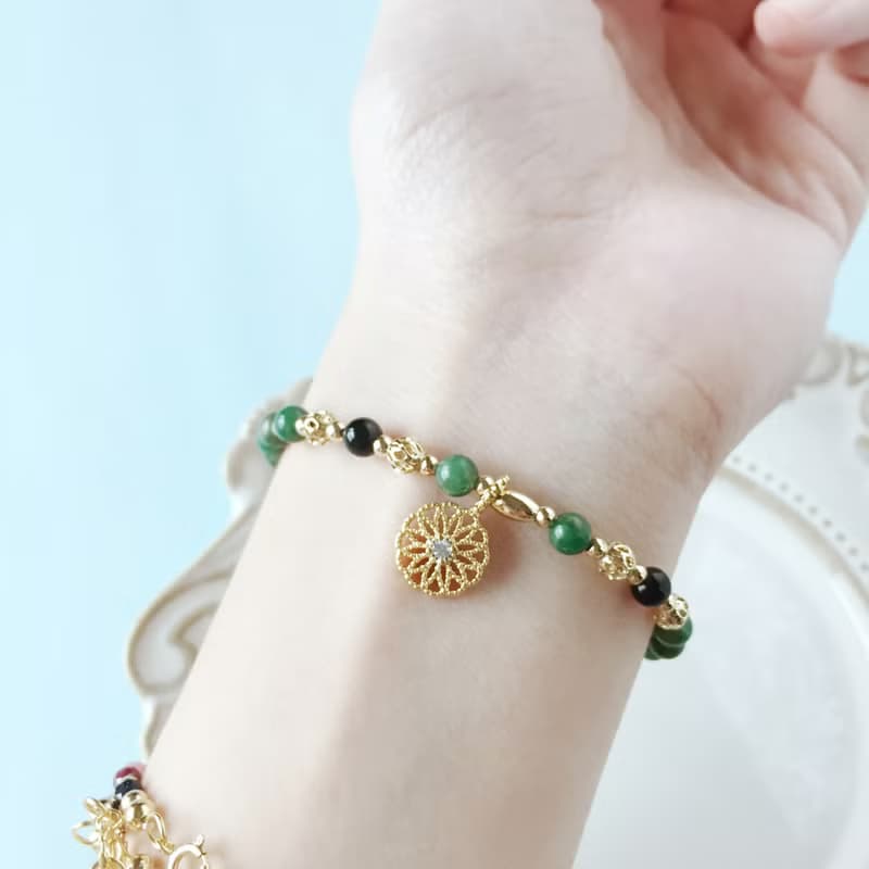 獨愛。鉻雲母 黑曜石 14K包金 天然石 手鍊