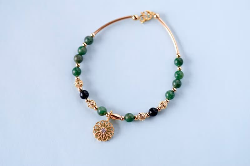 獨愛。鉻雲母 黑曜石 14K包金 天然石 手鍊