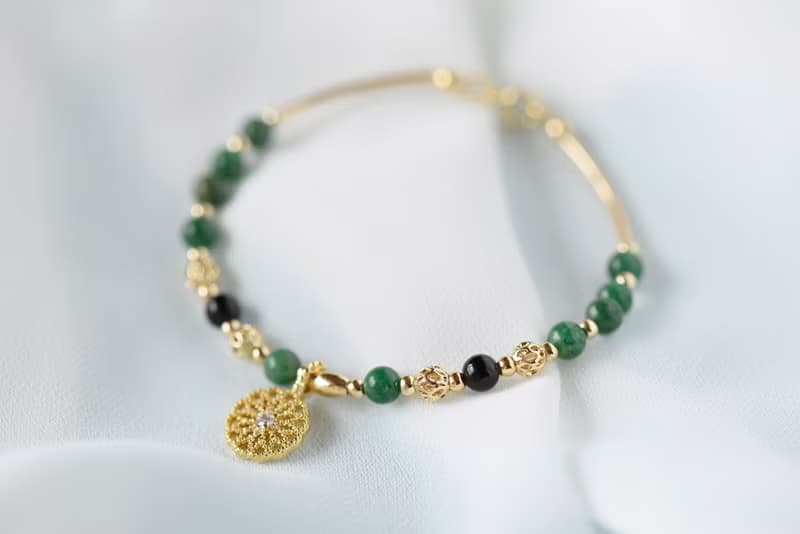 獨愛。鉻雲母 黑曜石 14K包金 天然石 手鍊