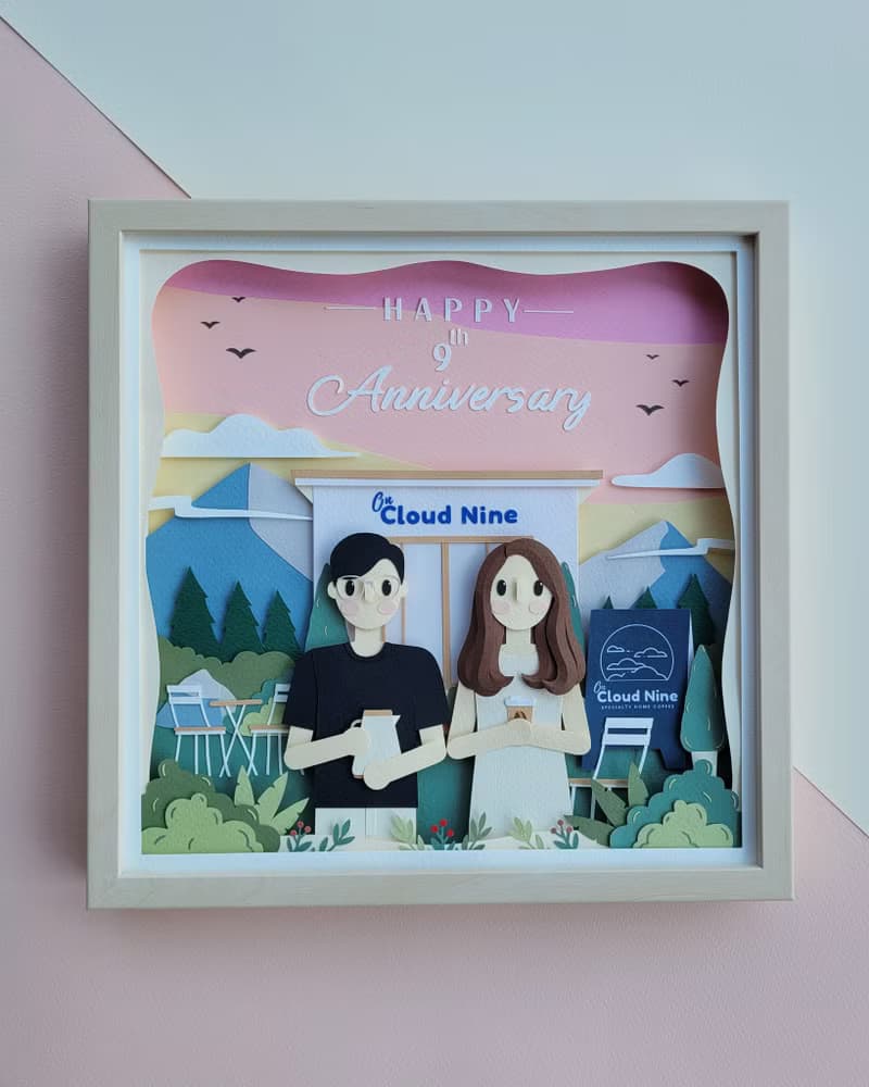 Special custom papercut frame : anniversary theme.