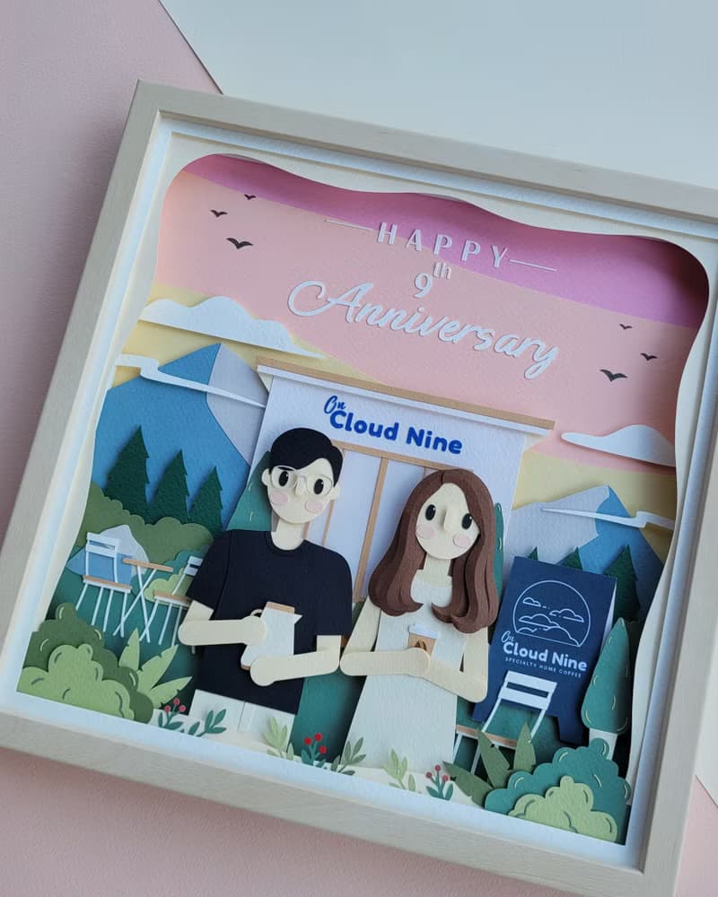 Special custom papercut frame : anniversary theme.