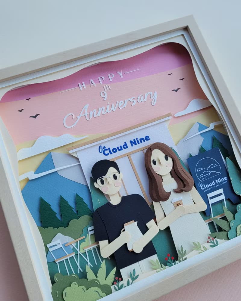 Special custom papercut frame : anniversary theme.