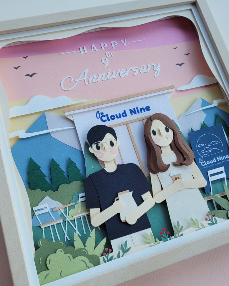 Special custom papercut frame : anniversary theme.