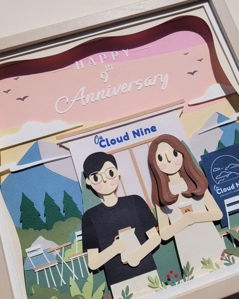 Special custom papercut frame : anniversary theme.